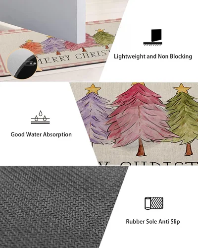 Miniatura 3 de Tapete de baño de Navidad a cuadros para bañera, antideslizante, de secado rápido y absorbente, tierra de diatomeas, fregadero, dormitorio, cocina