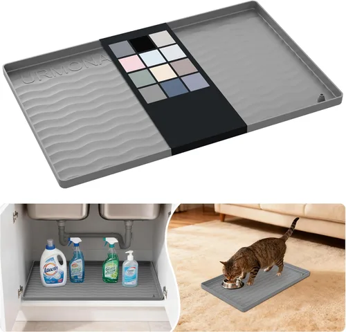 Miniatura 22 de URMONA Tapete de silicona impermeable para debajo del fregadero, 34 x 22 pulgadas, forro para estante de cocina y baño, protector de gabinetes