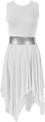 Miniatura 154 de easyforever Vestido de baile sin mangas con bloques de color para mujer, alabanza litúrgica, ropa de baile lírico, vestido de bata de adoración