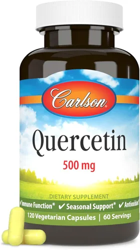 Miniatura 5 de Carlson - Quercetina, 500 mg, Apoyo estacional, salud de la piel, bienestar óptimo, 120 cápsulas vegetarianas
