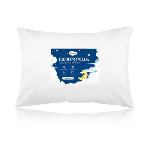 Miniatura 8 de Babebay Paquete de 2 almohadas para niños pequeños, almohadas de algodón de 13 x 18 pulgadas para dormir, lavables a máquina con funda de almohada