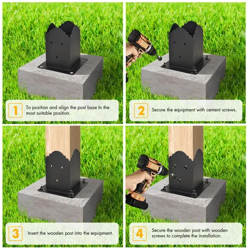 Miniatura 5 de Creative Design - Base de poste de 4 x 4 pulgadas, soporte cuadrado para buzón de valla, base de poste atornillada, anclaje de tierra para poste