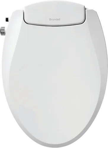 Brondell Asiento de inodoro de bidé no eléctrico, asiento ecológico Swash, se adapta a inodoros alargados, color blanco, sistema de boquilla doble,