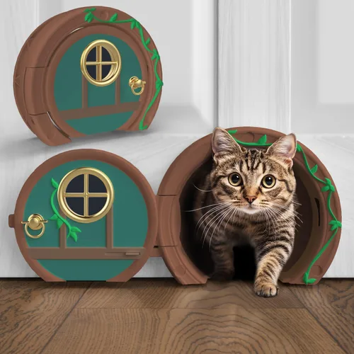Miniatura 7 de Gnome® Puerta para gatos para puertas interiores, elegante y funcional sin solapa, con cerradura y fácil instalación, espaciosa puerta grande