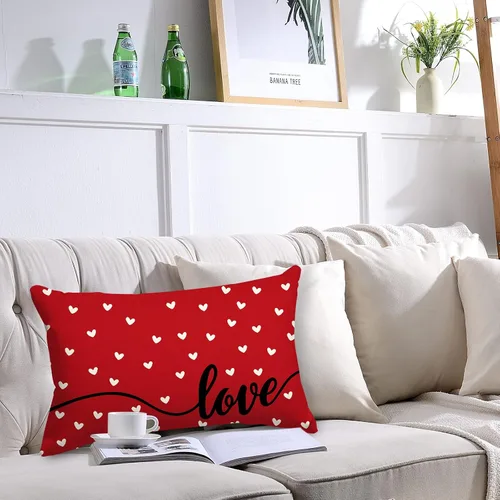 Miniatura 4 de 2 fundas de almohada rectangulares para el día de San Valentín, diseño de corazón rojo, 12 x 20 pulgadas, romántico, para sofá, hogar, oficina