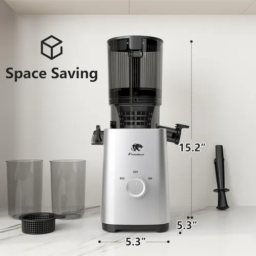 Miniatura 5 de Exprimidor de prensado en frío, máquinas exprimidoras – Conducto de alimentación grande de 5.3 pulgadas para frutas y verduras enteras, potente