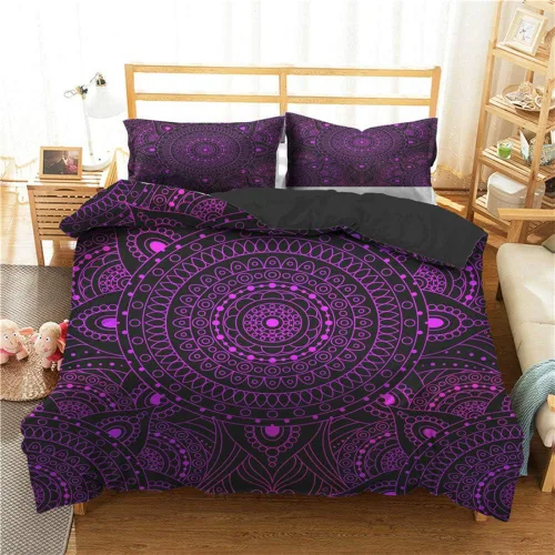 Miniatura 2 de Juego de ropa de cama con estampado 3D de mandala bohemio, textiles para el hogar para adultos, ropa de cama con funda de almohada
