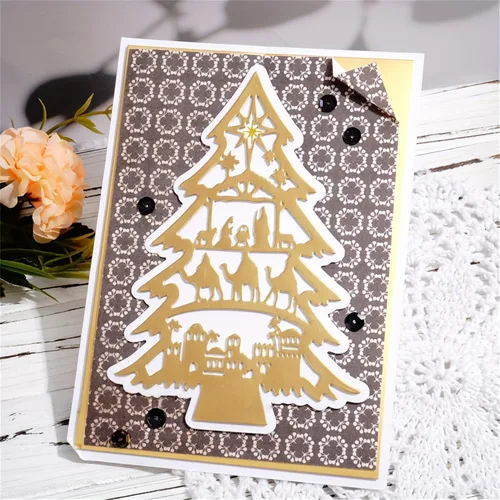 Miniatura 7 de Lapoo Troquel de corte de metal de Navidad para álbumes de recortes, marco de fondos 3D, troqueles de corte, bricolaje, álbum, decoración