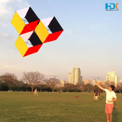 Miniatura 4 de HENGDA KITE para adultos, caja de cubo mágico 3D, cometa de una sola línea, volar, juguetes al aire libre, playa, parque