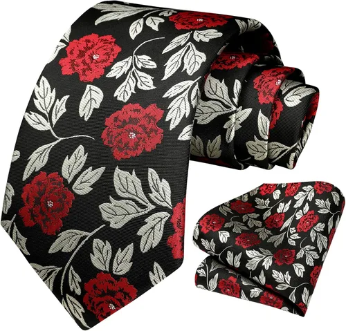 Miniatura 165 de Corbatas florales tejidas clásicas para hombre, corbata cuadrada de bolsillo, corbatas formales para hombres, boda con pañuelo