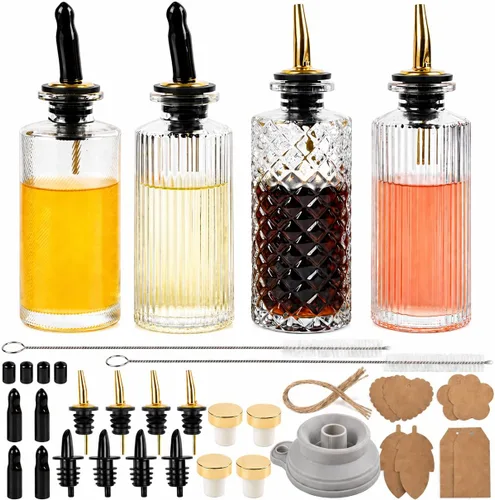 Miniatura 9 de ChezMax Botellas dispensadoras de jarabe de café, recipientes de vidrio de 7 onzas con boquilla de vertido de metal, accesorios de barra de café