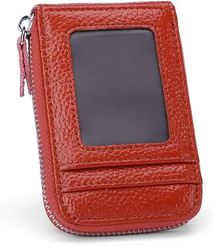 Miniatura 6 de ihreesy Portatarjetas de crédito, de piel vacuna, tarjetero protector para tarjetas de crédito, 9 ranuras para tarjetas, con cremallera