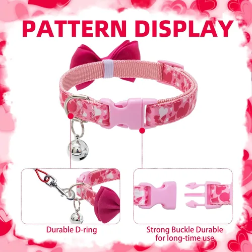 Miniatura 4 de PUPTECK Collar de perro con campana, paquete de 2 unidades, collar ajustable para cachorros, dulce regalo para perros pequeños y mascotas de 11.8 a