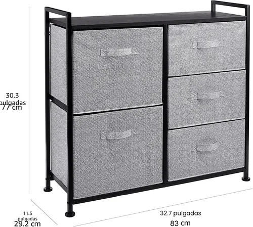 Miniatura 3 de Amazon Basics Cajones organizadores de armario con 5 unidades de almacenamiento de tela, color negro