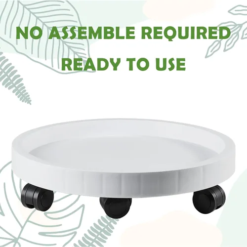 Miniatura 2 de Carrito para Macetas de 17.5 Pulgadas con Platillo Rodante y Ruedas, Soporte con Ruedas Resistente para Plantas en Maceta, Bandeja Base Redonda