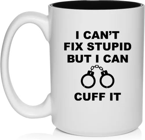 Miniatura 12 de Daylor Taza de café de cerámica con texto en inglés "I Can't Fix Stupid But I Can Cuff It" para oficial de policía, taza de té de cerámica, regalo