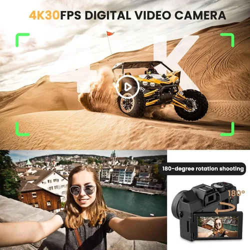 Miniatura 3 de Cámara digital 4K para fotografía y video enfoque automático de 48 MP con WiFi Cámara de vlogging de enfoque automático para YouTube con pantalla