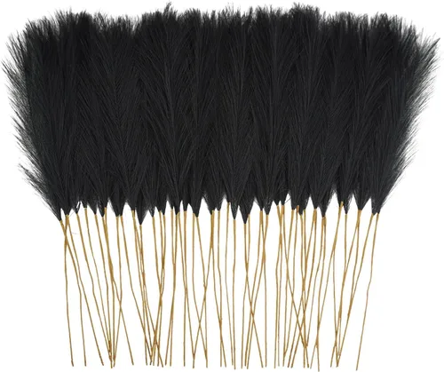 Miniatura 32 de obbsie 50 piezas de decoración de hierba de pampa falsa naranja quemado, 21.6 pulgadas de hierba pomposa artificial corta de otoño, ramas de hierba