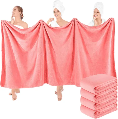 Miniatura 11 de Preboun 2 toallas de baño de vellón de gran tamaño, 40 x 80 pulgadas, toallas de baño extra grandes de microfibra coral terciopelo coral altamente