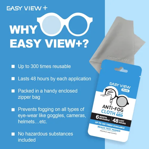 Miniatura 2 de EASY VIEW + Paño de microfibra antivaho - Para gafas gafas casco de motocicleta lente de cámara