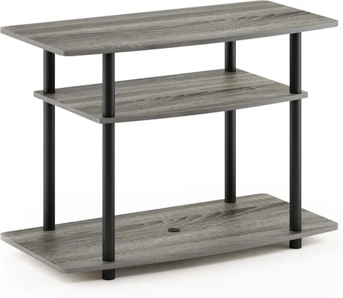 Miniatura 3 de Furinno Turn-N-Tube No Tools - Soporte de TV con centro de entretenimiento de 3 niveles, roble francés gris/negro y Andrey, mesa auxiliar, mesita