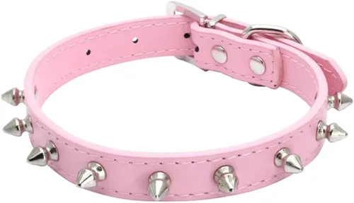 Miniatura 13 de Collar de perro con pinchos para perros pequeños, remache de hongos, piel sintética suave, collar con tachuelas para gato, collar ajustable
