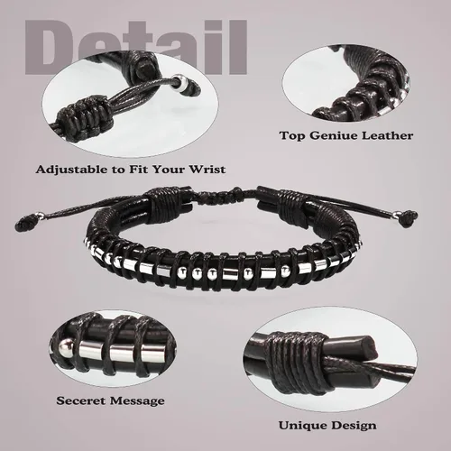 Miniatura 5 de Regalos inspiradores para hombres, pulseras con código morse, pulseras para hombre, regalos de cumpleaños, aniversario, graduación, día del padre