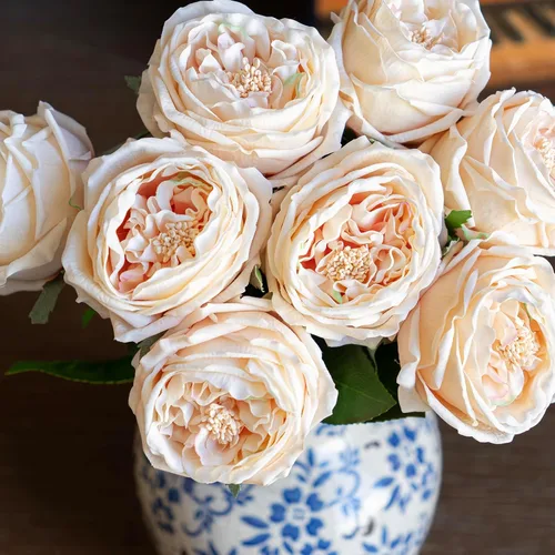 Miniatura 5 de DUYONE Fake Flowers for Decoration Home Decor Soft Touch Artificial Flowers Austin Rose Peony Latex Fake Flower Living Room Decoration Vivid Pink