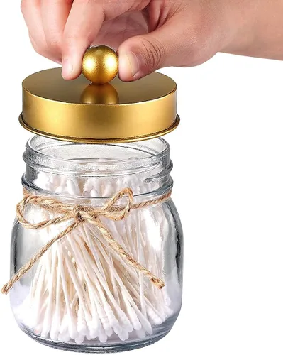 Miniatura 3 de Amolliar Juego de accesorios de baño de 4 piezas y 2 tarros de masón dorados, 3 dispensadores de jabón de loción y 2 soportes para hisopos
