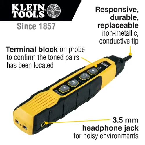 Miniatura 3 de Klein Tools - Kit de generador de tono y sonda para rastreo de cables VDV500-820, probador de continuidad para cables Ethernet, teléfono, bocina