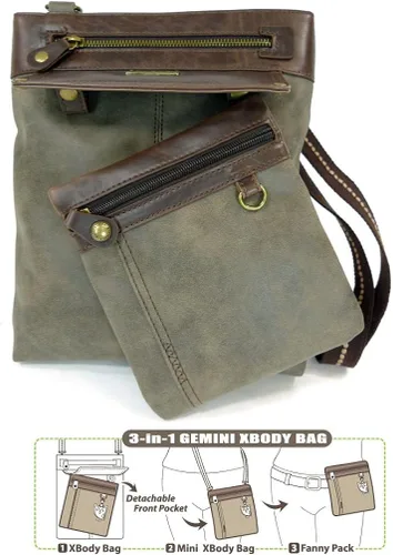 Miniatura 3 de CHALA GEMINI Bolso bandolera de lona para regalo, color gris piedra
