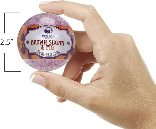 Miniatura 3 de Nature's Beauty Bombas de baño de azúcar moreno e higo, natural hecha a mano, no mancha, bomba de spa de lujo, hidrata la piel seca, hecha