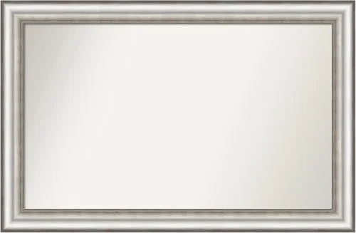 Miniatura 351 de Amanti Art Espejo de baño plateado para sobre el fregadero, 26 x 26 pulgadas, espejo cuadrado de plata antigua, marco de madera tradicional mediano