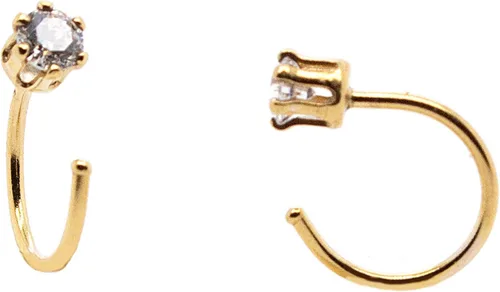 Miniatura 57 de Half Huggie Birthstone Gold Hoop Earrings for Women Tiny Cartilage Stud Piercing Earring Hypoallergenic Earring Screw Back Dainty Hug