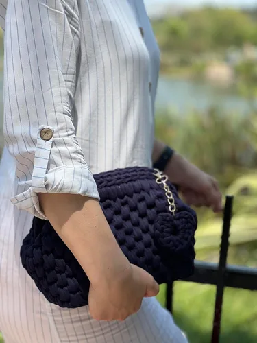 Miniatura 4 de CHQEL Bolso de mano de noche para mujer, hecho a mano, bolso de fiesta de boda de ganchillo, pequeño bolso de mano formal con solapa