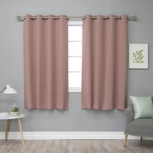 Miniatura 39 de Best Home Fashion Cortinas opacas con aislamiento térmico, ojales de acero inoxidable y níquel, color rosa bebé, 52 pulgadas de ancho x 63 pulgadas