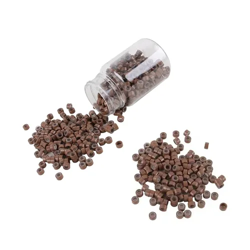 Miniatura 6 de 500 anillos de silicona con microeslabones de 0.197 in para extensiones de cabello, herramientas de microenlaces de aluminio para extensiones