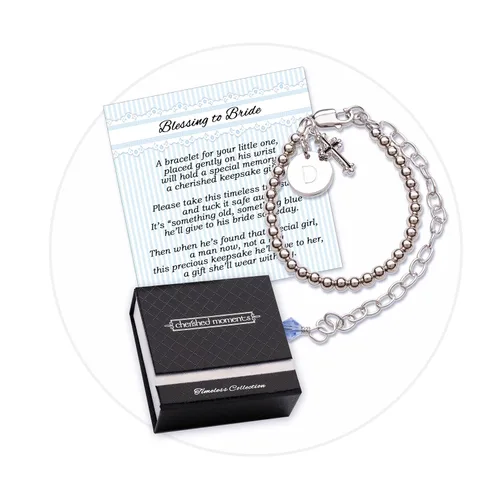 Cherished Moments Pulsera de bautismo a novia de regalo para niñas pequeñas en plata de ley 925 o chapado en oro de 14 quilates con perlas