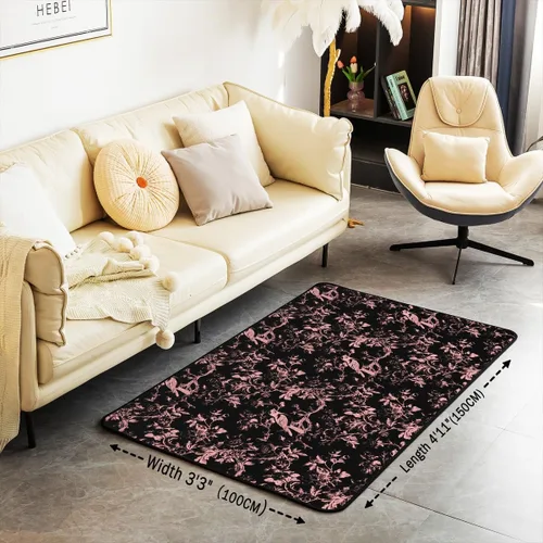 Miniatura 3 de jejeloiu Groovy Flower Area Rug 5x7 Retro Floral Boho Living Room Rugs Bedroom 70S Hippie Groovy Flowers Bohemian Decor Carpet with Non-Slip Backing