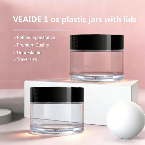 Miniatura 7 de Recipientes de tamaño de viaje para artículos de tocador, 4 frascos pequeños de cosméticos de 1 onza para maquillaje, cremas faciales, loción