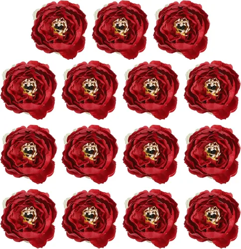 Miniatura 7 de PATIKIL Cabeza de flores artificiales, 15 cabezas de flores falsas, cabezas de peonía de seda a granel, flores de simulación para ramos de flores