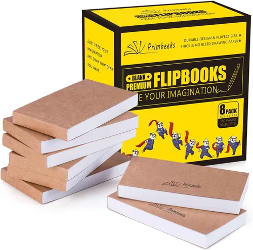 PRIMBEEKS Premium Cuadernos Abatables en Blanco, Kit de 720 Hojas (1440 Páginas) Sin Sangría, Papel de Dibujo de 4.5" x 2.5" para Animación,