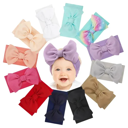 Miniatura 12 de Diademas grandes de 6 pulgadas con lazo de San Valentín hechas a mano con lazos, diademas de nailon suave de alta elasticidad, accesorios