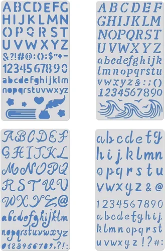 Miniatura 11 de BENECREAT 4 plantillas de grabado de metal de 4 x 7 pulgadas, plantillas de metal con números de letra para tallado de madera, dibujos y quemado