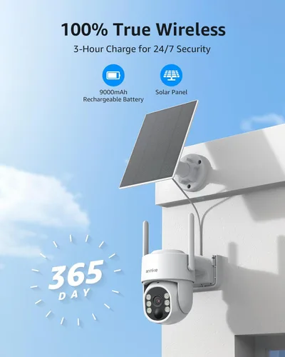 Miniatura 2 de ANNKE Cámaras de seguridad solar de 2.5K inalámbricas para exteriores, paquete de 2 cámaras domo panorámicas de visión de 360° para vigilancia