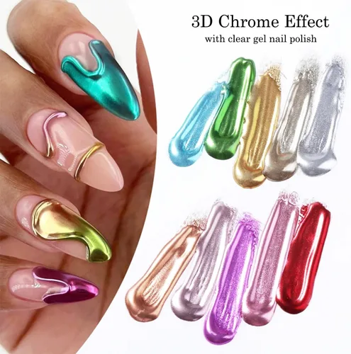 Miniatura 6 de Polvo de uñas cromado azul turquesa esmaltado efecto espejo metálico holográfico brillo polvo manicura arte pigmento accesorios para uñas de gel