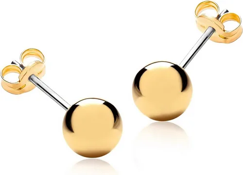 LIFETIME JEWELRY Aretes de bola de 0.236 in chapados en oro real de 24 quilates para mujeres y hombres