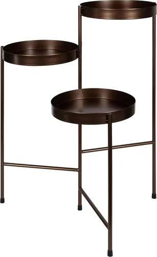 Miniatura 7 de Kate and Laurel Finn - Soporte de metal para plantas de tres niveles, gris carbón, bandeja decorativa con bisagras