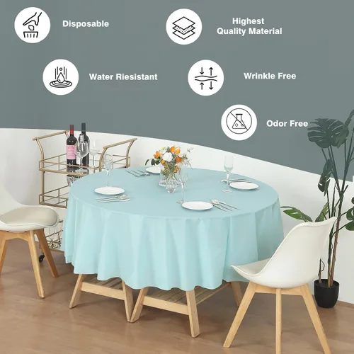 Miniatura 3 de Evershine - Mantel de plástico resistente y reutilizable, paquete de 12 unidades (redondo, 84 pulgadas, aguamarina)