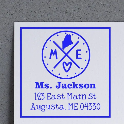 Miniatura 98 de Sello entintado moderno con nombre y dirección del estado de Alabama – Sello de dirección de devolución personalizado para invitaciones de despedida